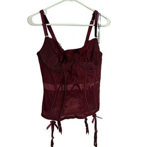 Elegant Burgundy Lace Bustier